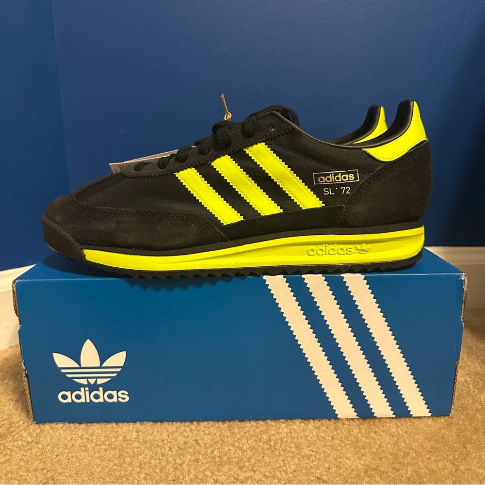 adidas Originals SL 72 RS IG4647 Core Black/Solar Yellow Unisex Sneakers Mens 10